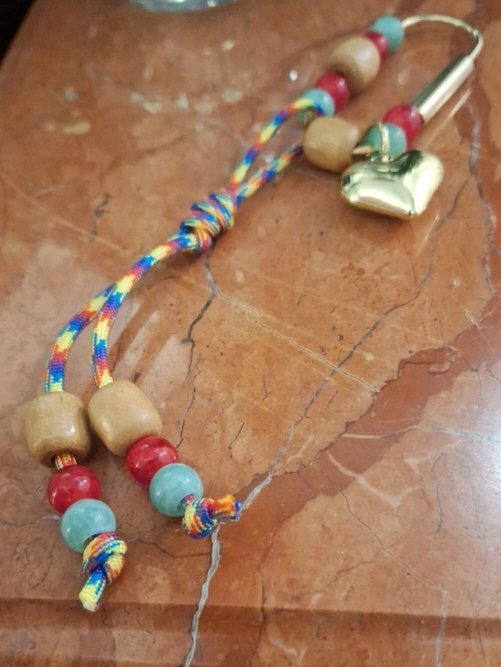 Boho Beaded Charm Tassel with Gold Heart